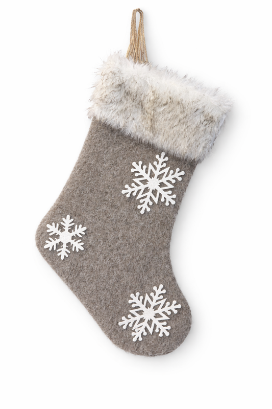 Brown Fur Stocking w/Snowflake