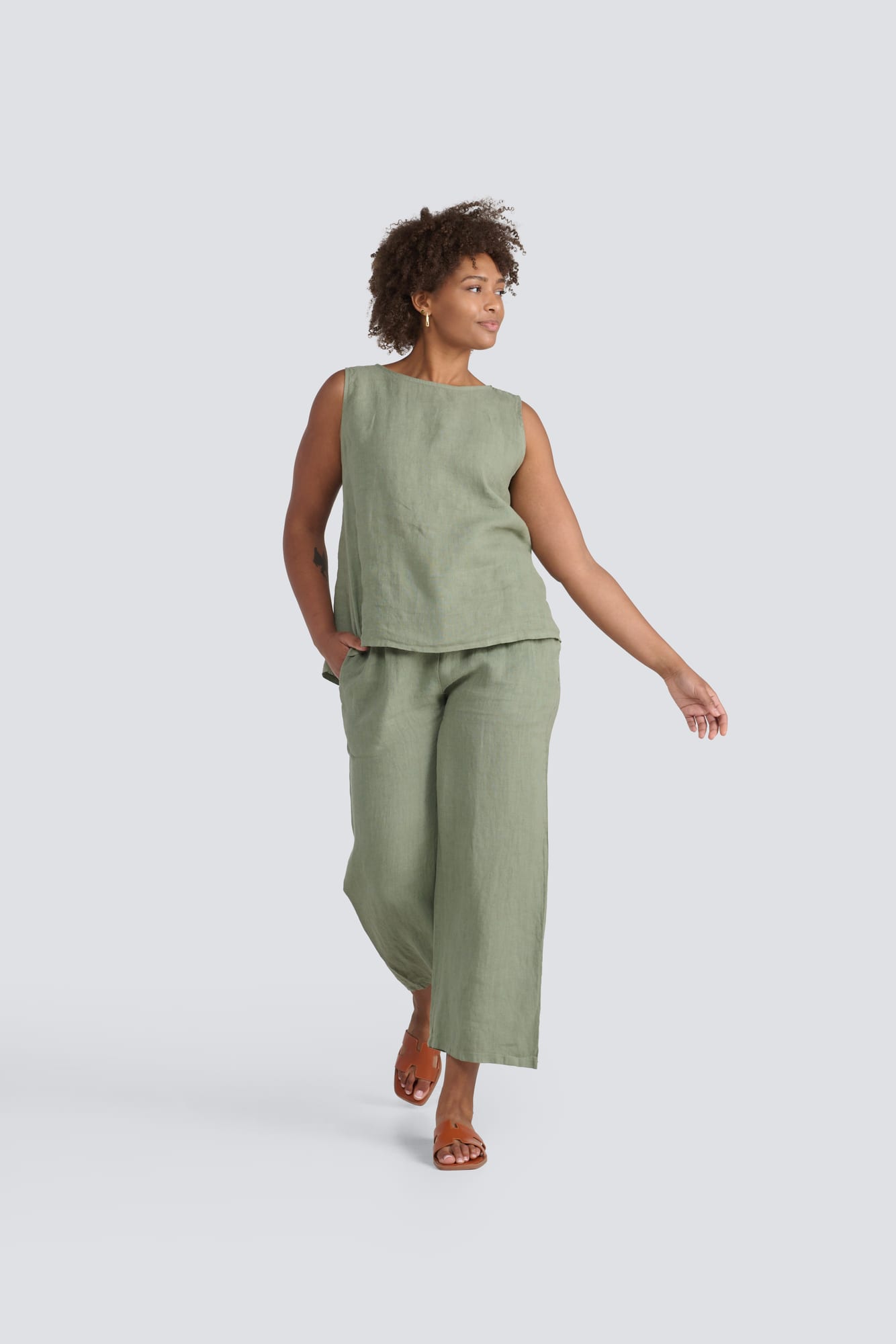 Linen Button Back Cami