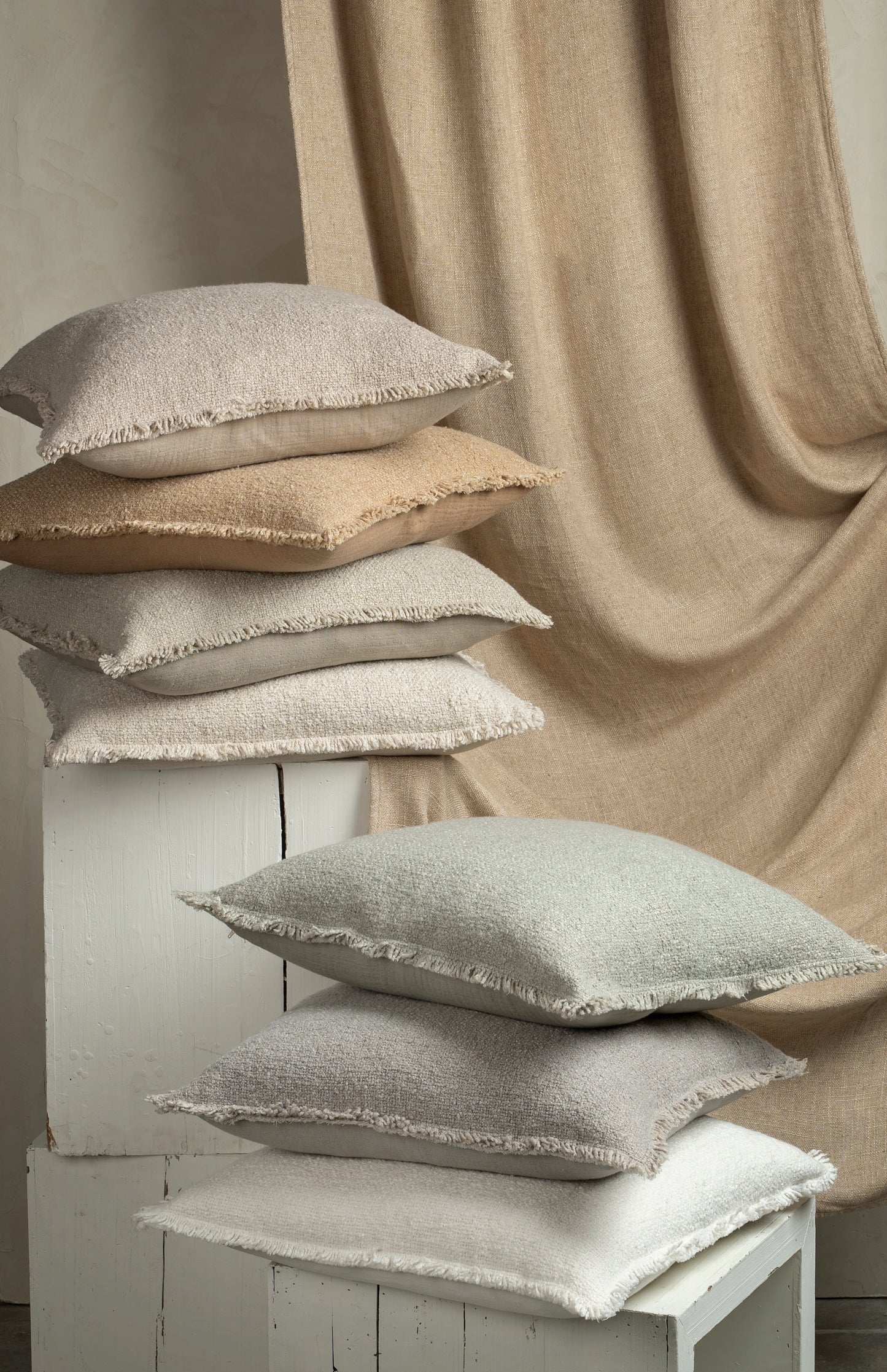Fringed Boucle Pillow Taupe 20x20