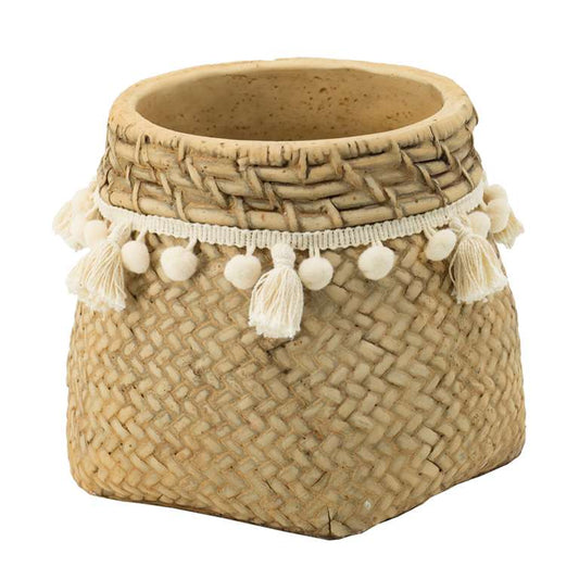 Cement Planter w/Tassels