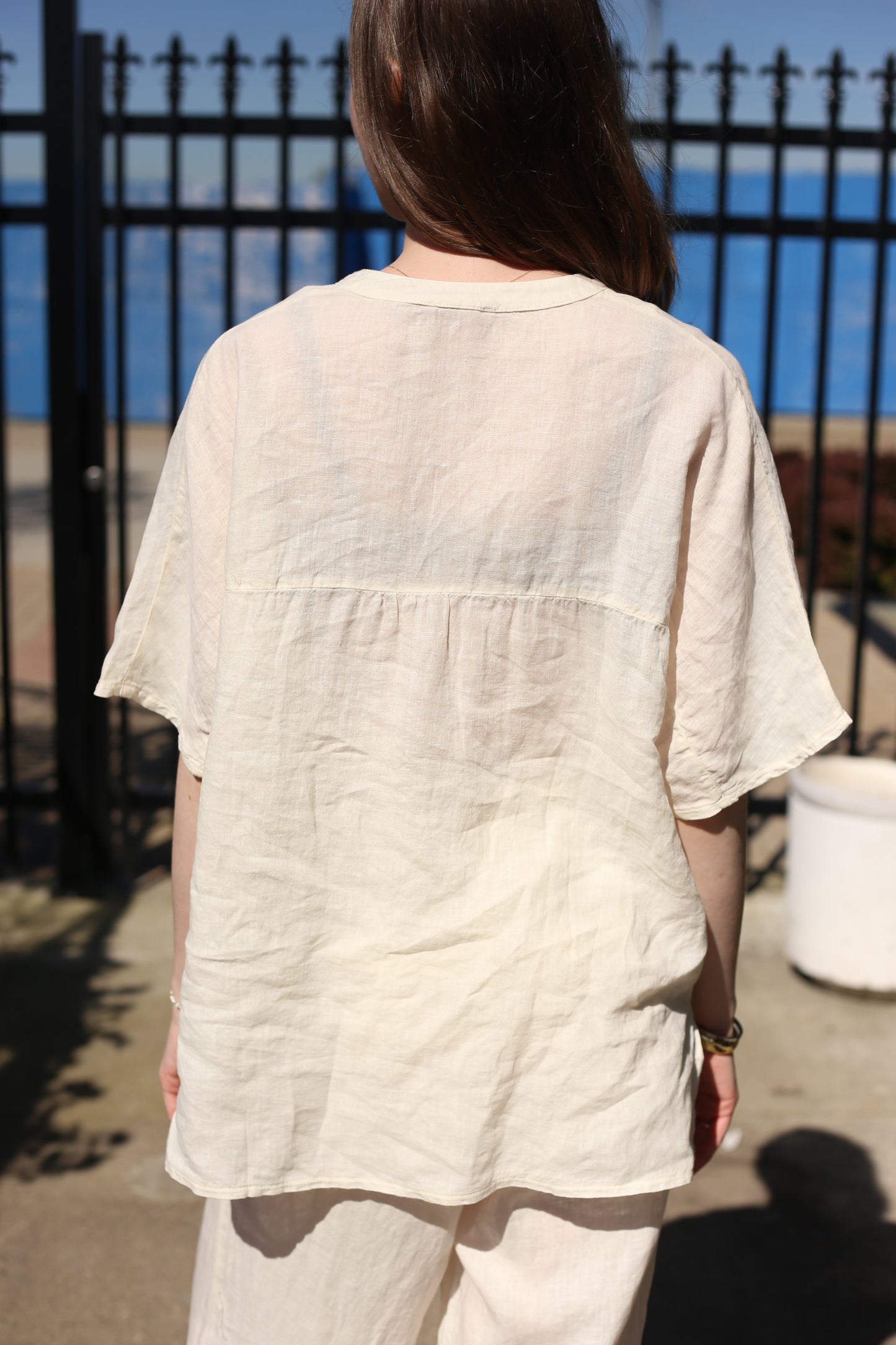 V Neck Short Sleeve Blouse