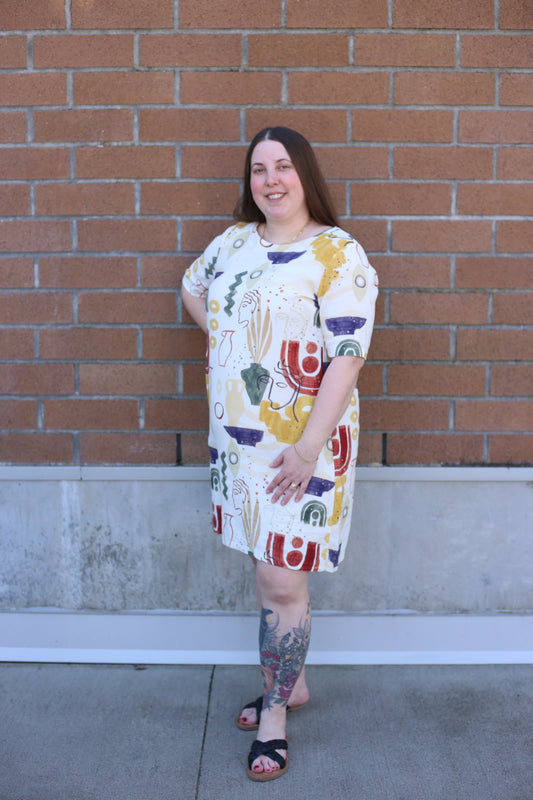 Round Neck Patterned Dress