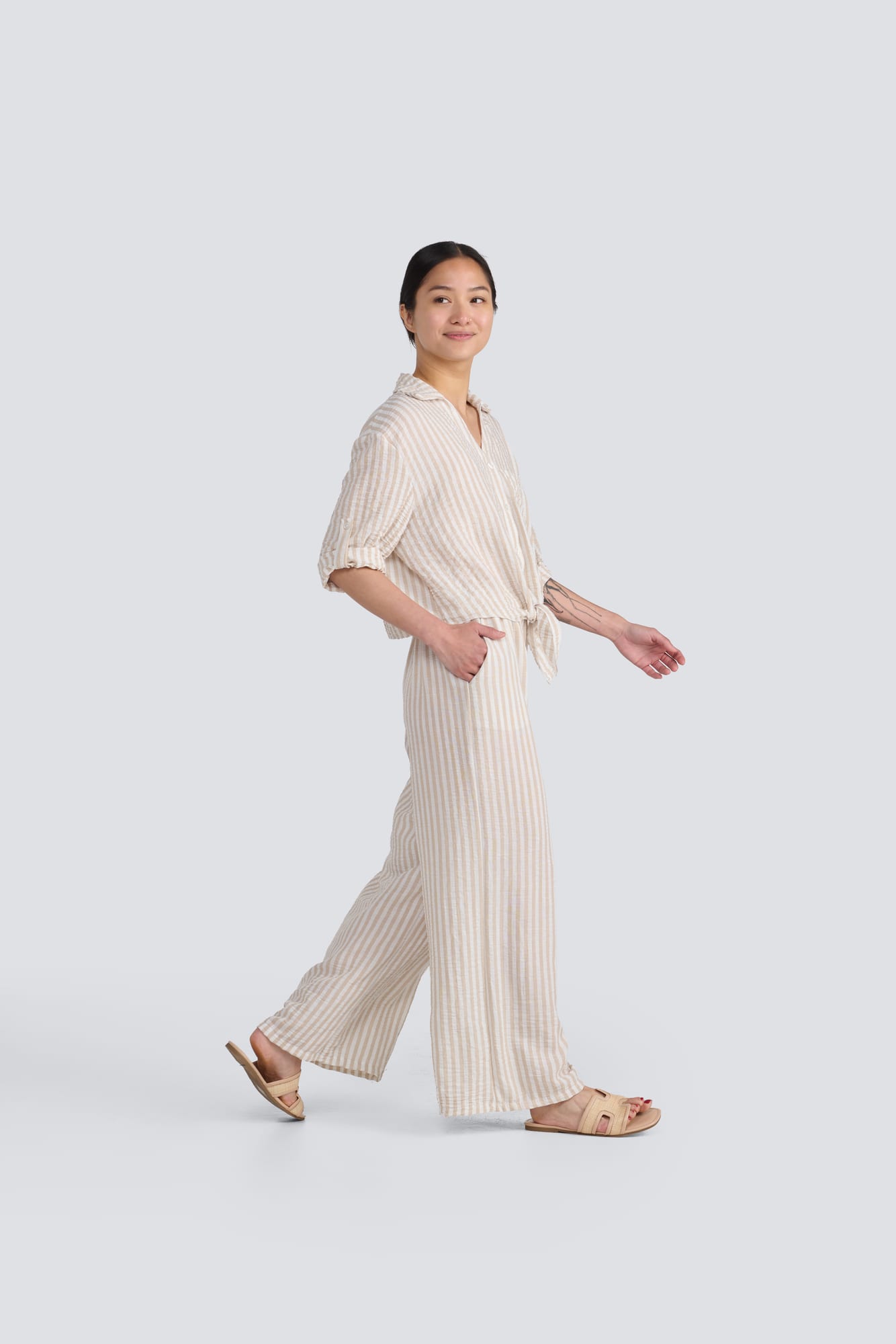 Tie Front Striped Shirt
