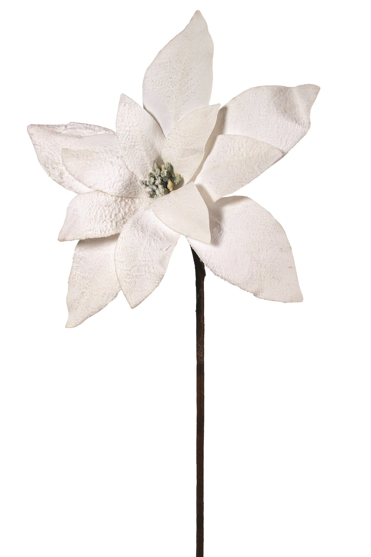 White Flocked Poinsettia Stem