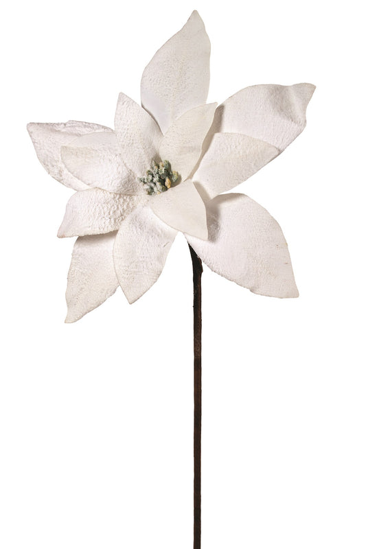 White Flocked Poinsettia Stem