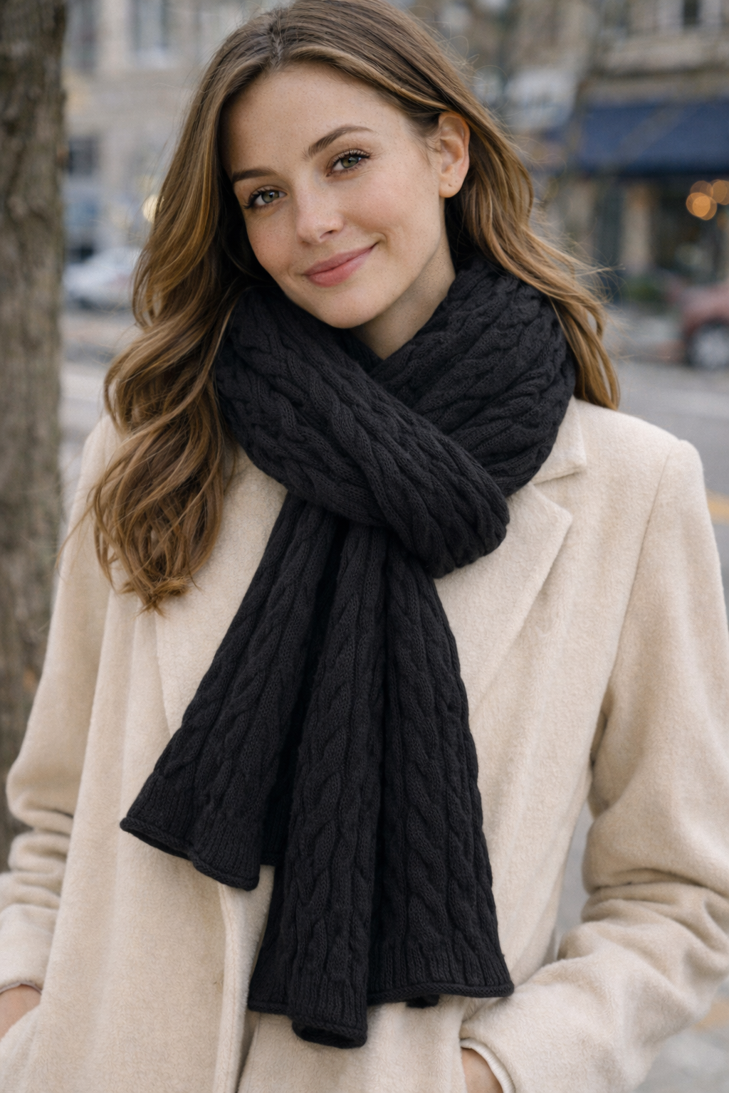 Dela Cable Knit Scarf