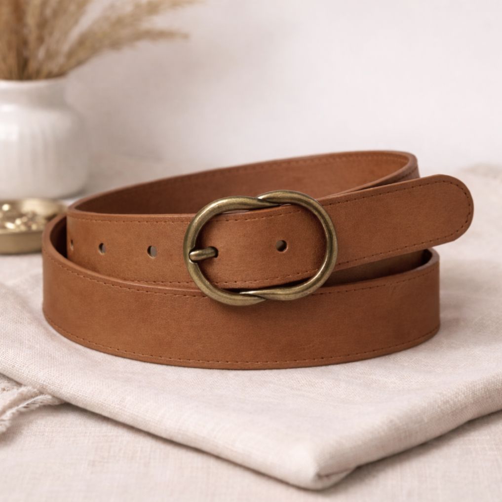 Leather Belt w/ Gold Buckle