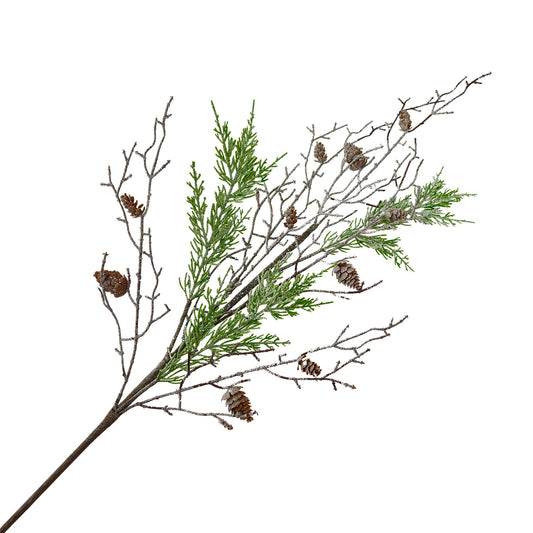 Frosted Pine Spray w/Pinecones