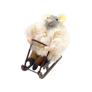 Fur Coat Mouse on Sled