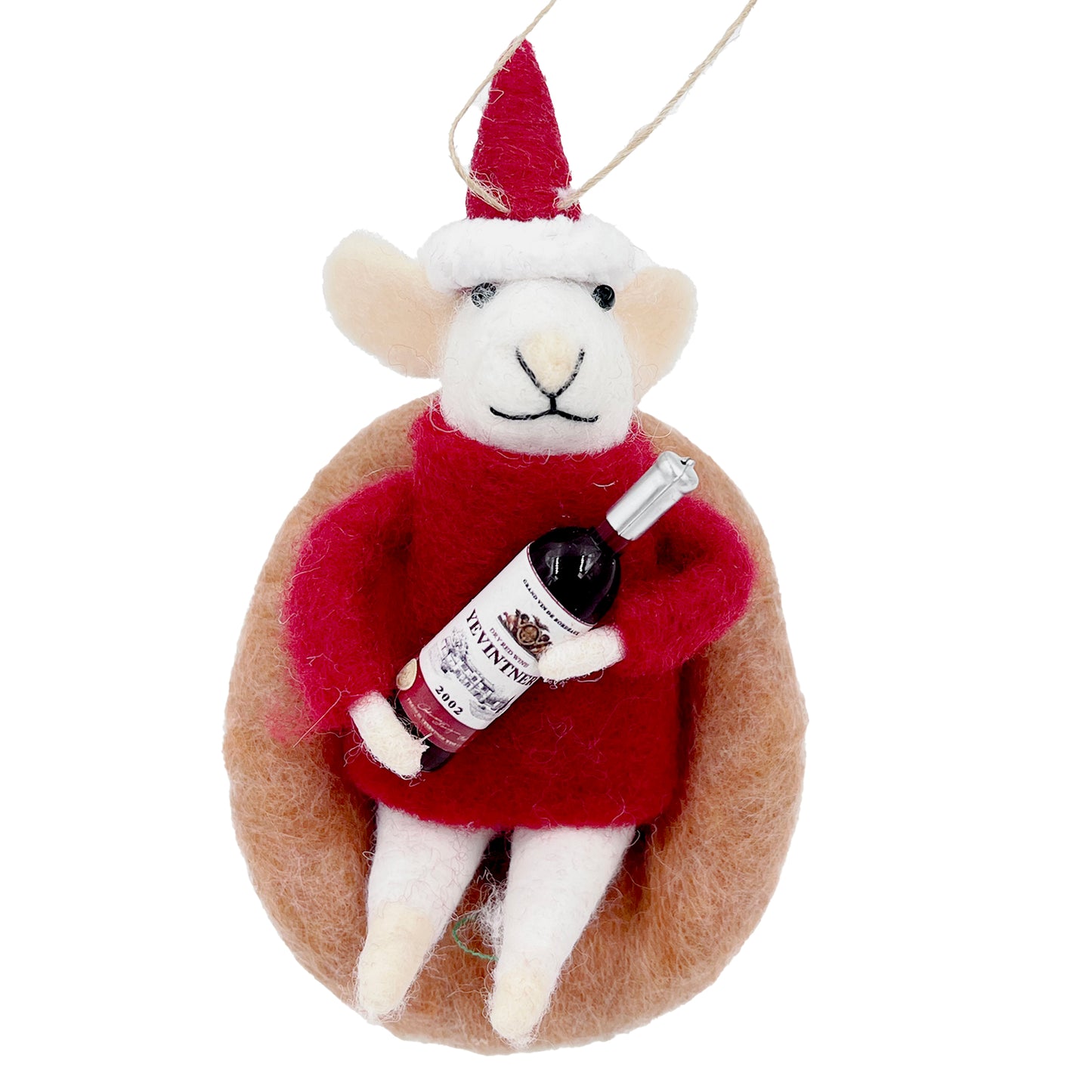 Wool Mouse w/Wine Bottle