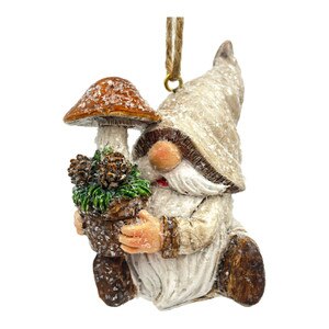 Frosted Gnome Holding Mushroom