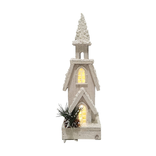 Snowy Church w/LED