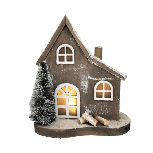 Wood LED House w/Logs