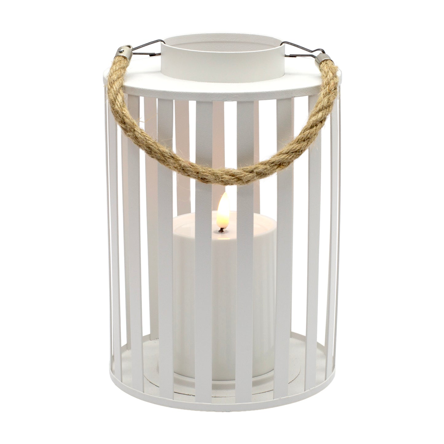 White Lantern w/LED Candle