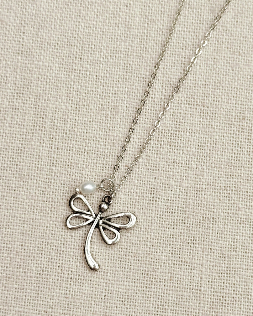 Silver Dragonfly Necklace