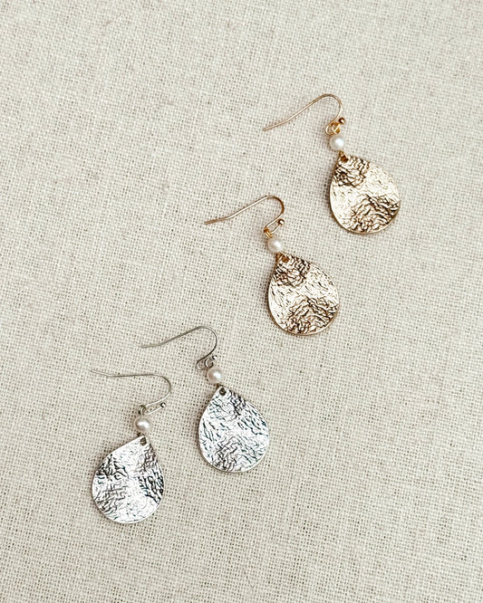 Hammered Teardop Earrings
