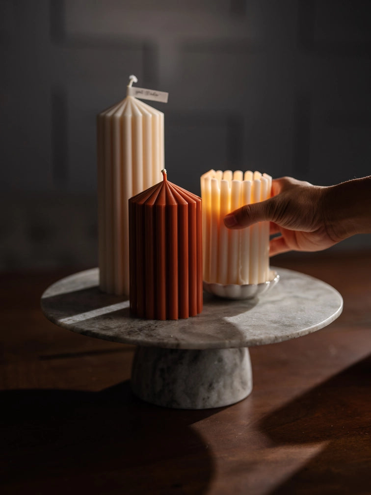 Ribbed Pillar Candle