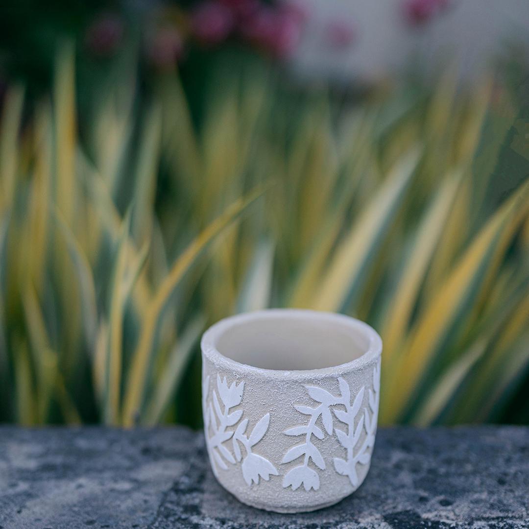Beige Floral Pot