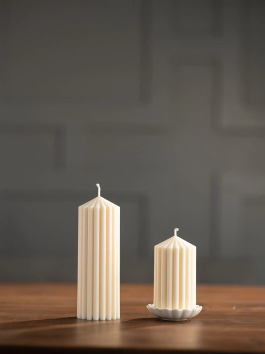 Ribbed Pillar Candle