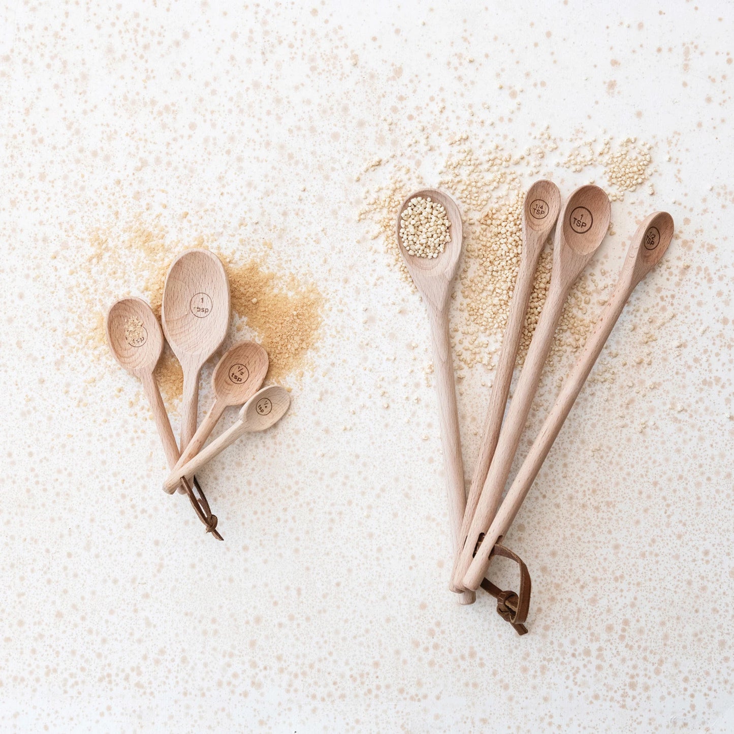Carved Beachwood Measuring Spoon Set/4
