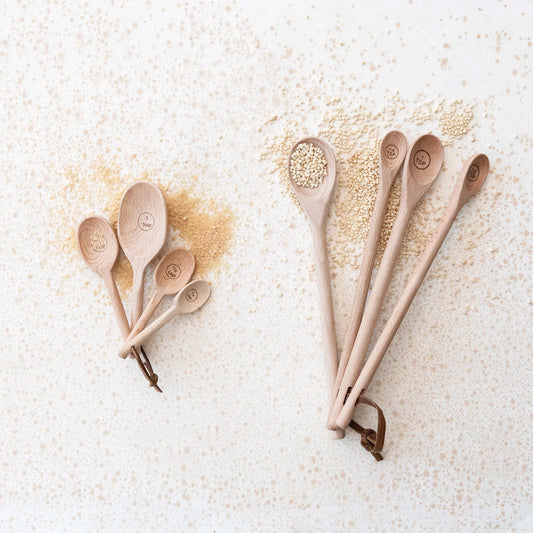 Carved Beachwood Measuring Spoon Set/4