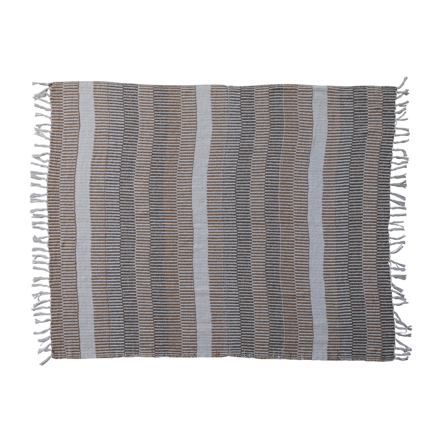 Woven Cotton Throw with Fringe