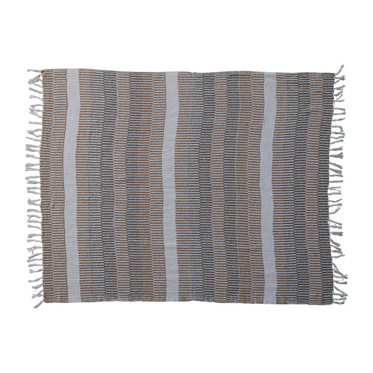 Woven Cotton Throw with Fringe