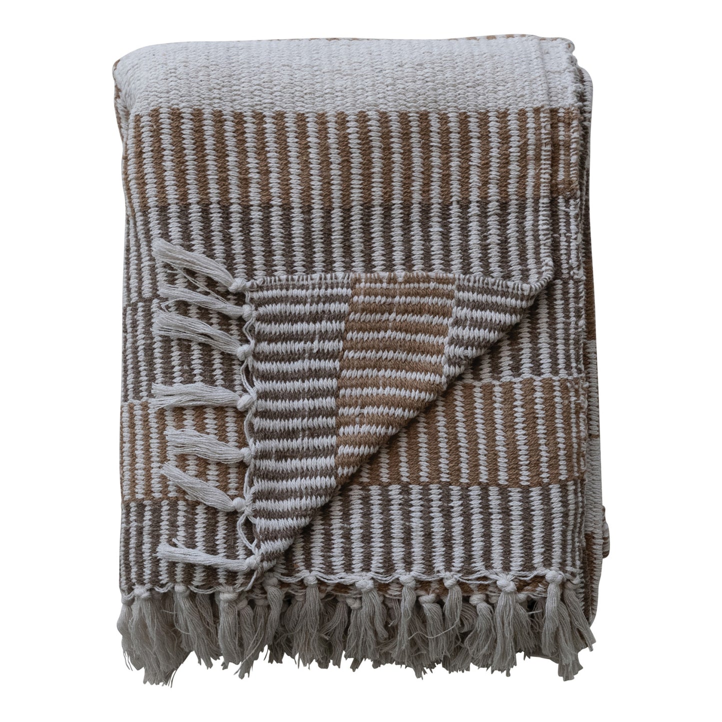 Woven Cotton Throw with Fringe