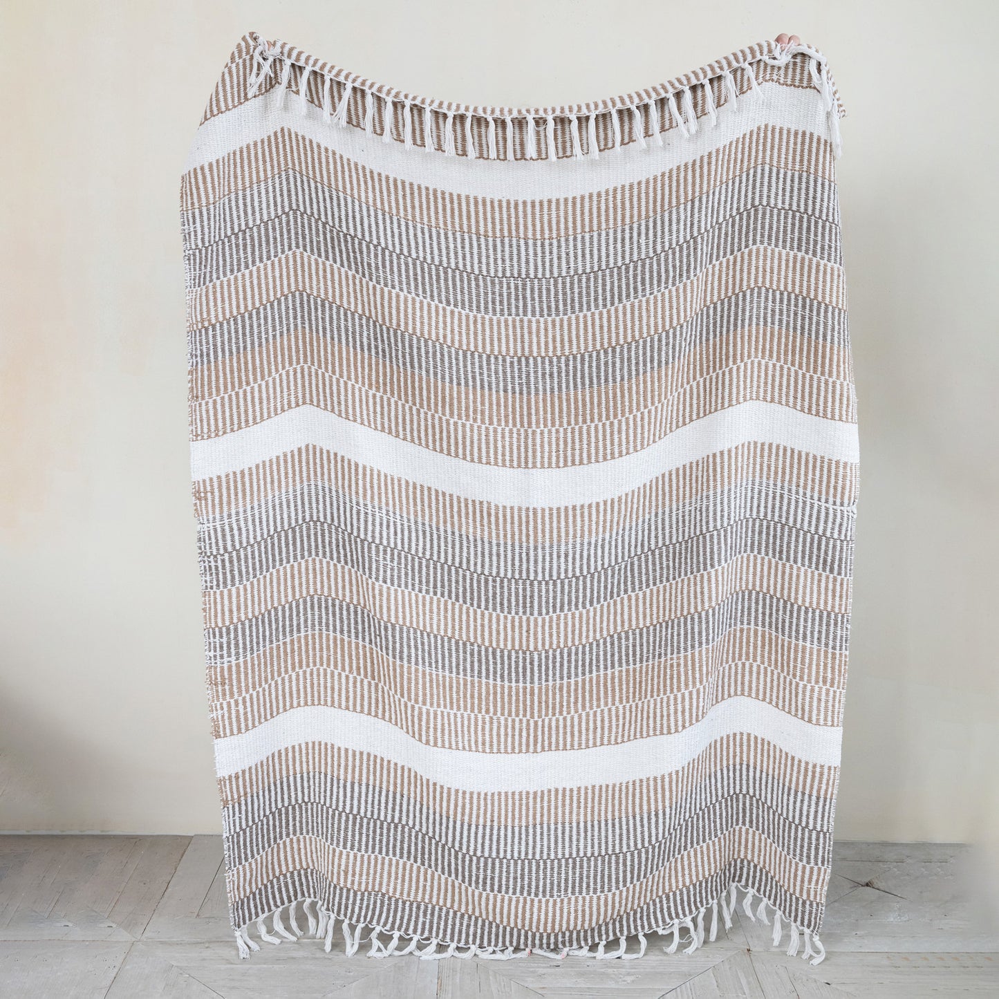 Woven Cotton Throw with Fringe