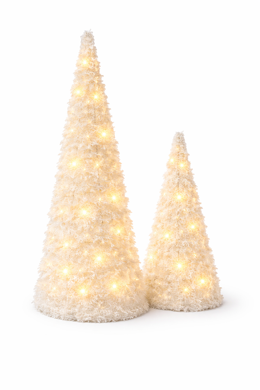 Small Lighted Flocked Cone Tree