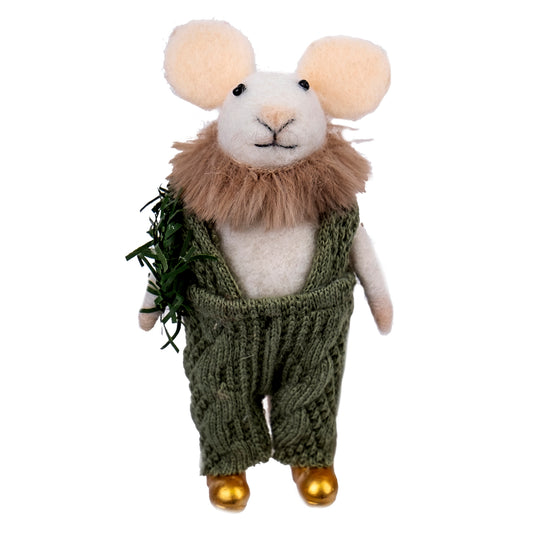 Wool Mouse w/Scarf and Wreath