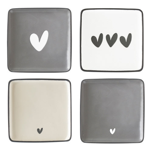 Heart Ceramic Plates - 4asstd