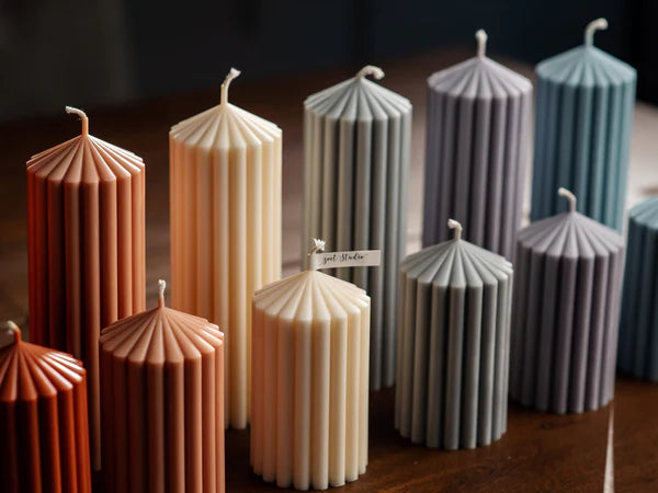 Ribbed Soy Pillar - Grey - 5"