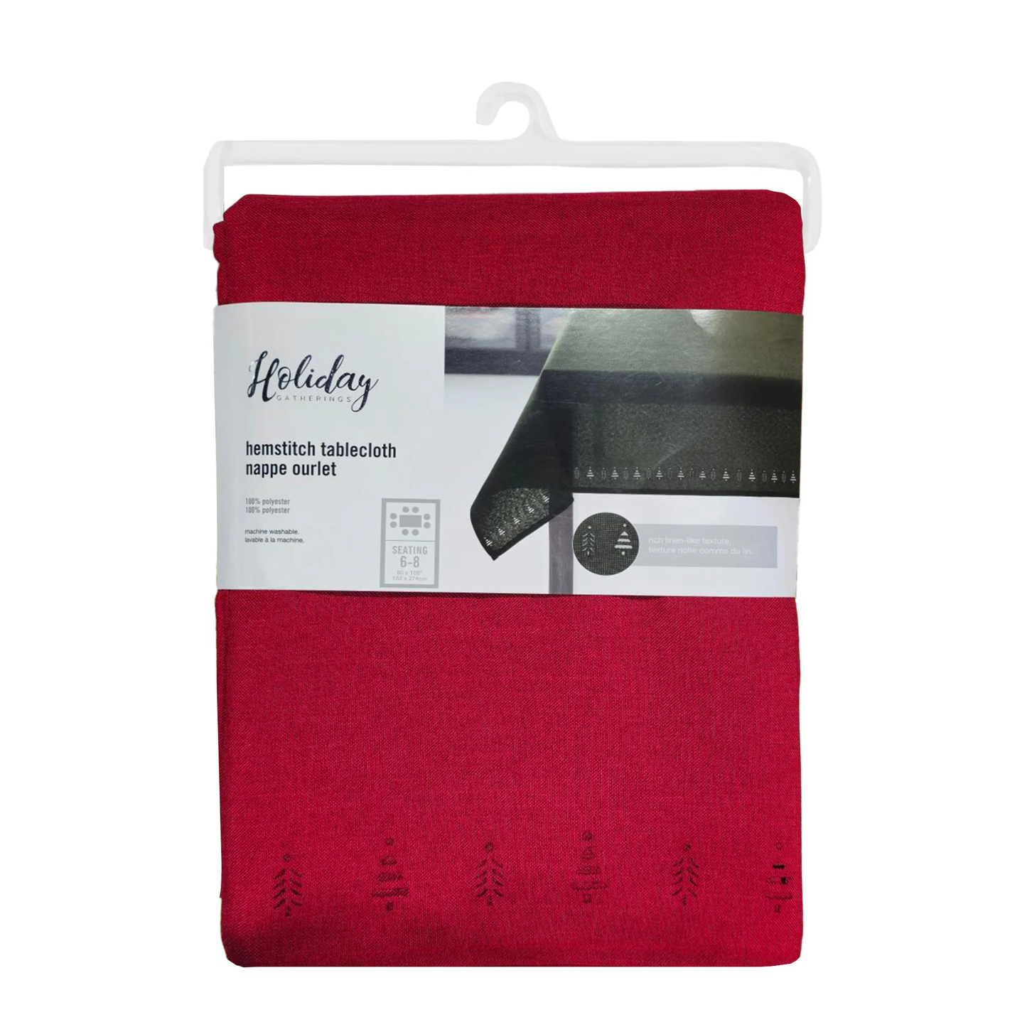 Red Tree Hemstitch Tablecloth