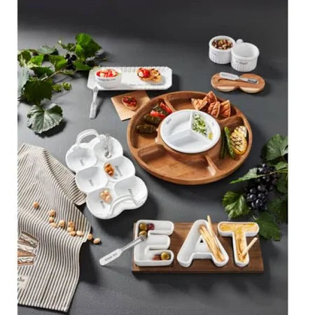 Sectioned Lazy Susan w/Ceramic Bowl