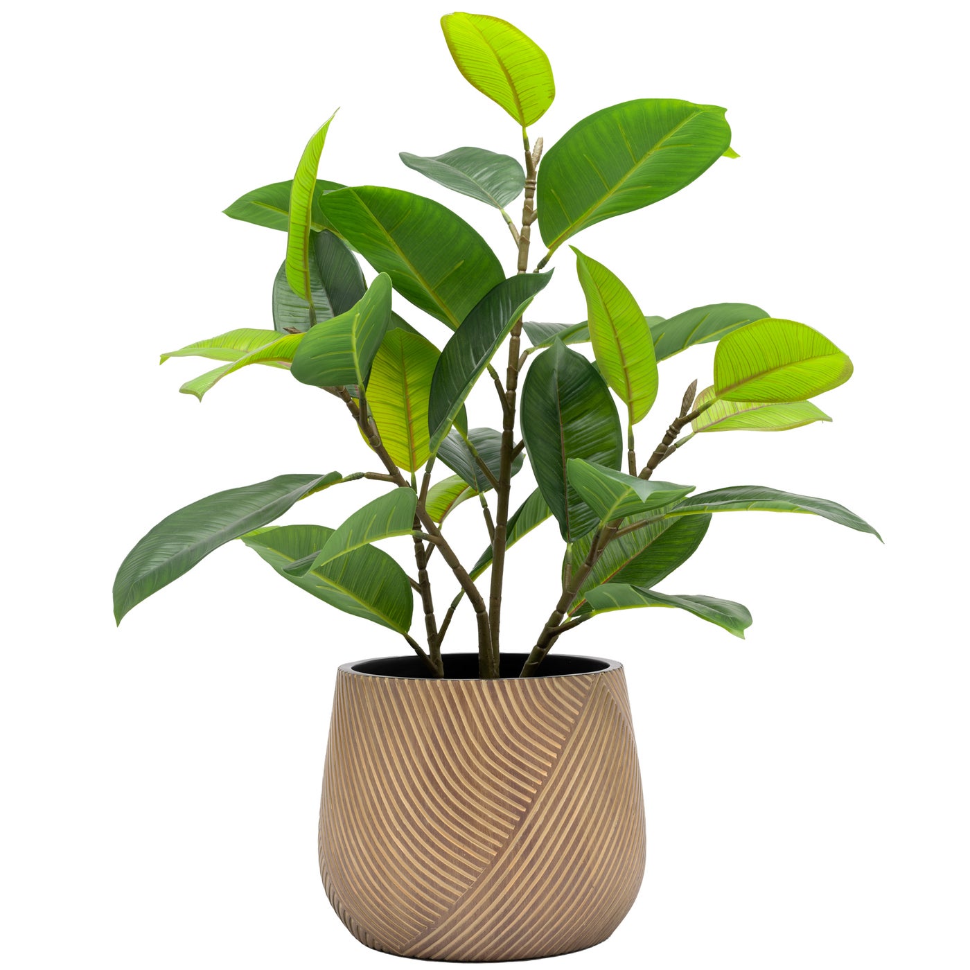 Meridien Carved Resin Brown Pot - 8"