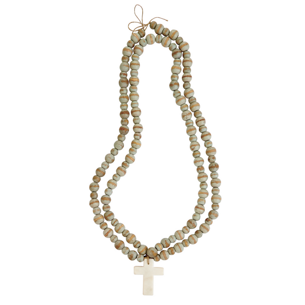 White Marble Cross Beads