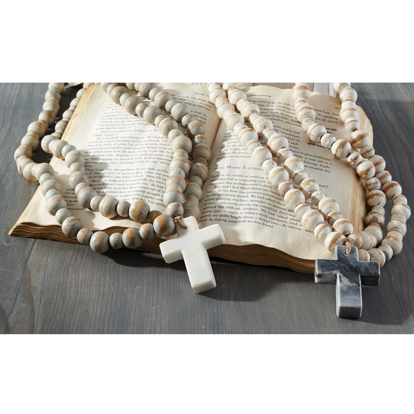White Marble Cross Beads