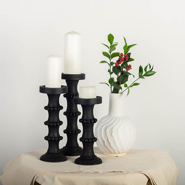 Black Wooden Candleholder