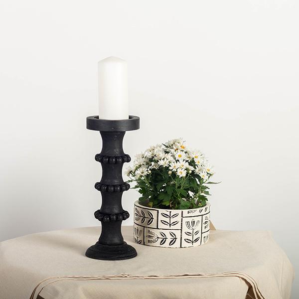 Black Wooden Candleholder