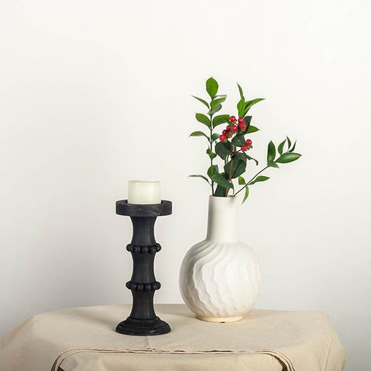 Black Wooden Candleholder