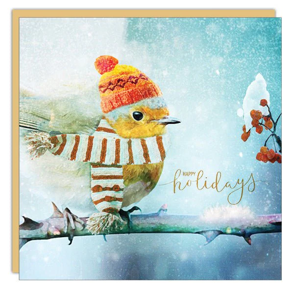 Happy Holidays Winter Bird Card