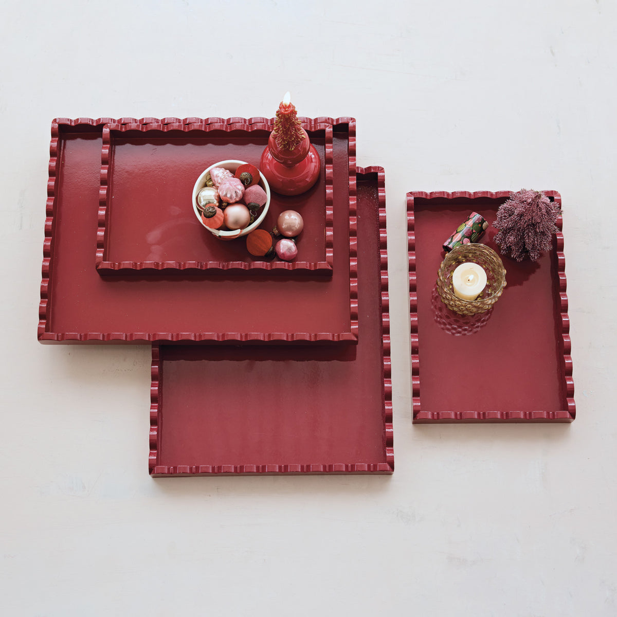Red Scalloped Tray